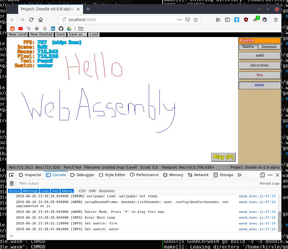 Screenshot of my game running in a web browser with WebAssembly