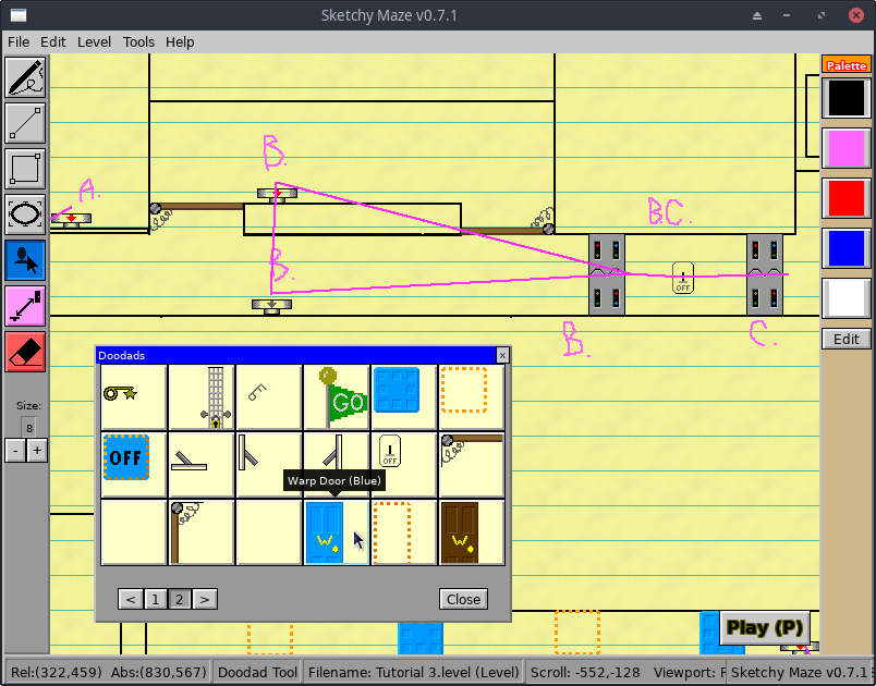 Screenshot of the level editor