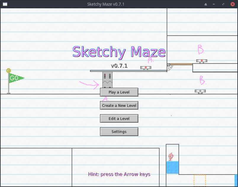 Screenshot of the title screen of Sketchy Maze