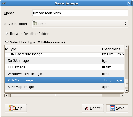 Save as XBM